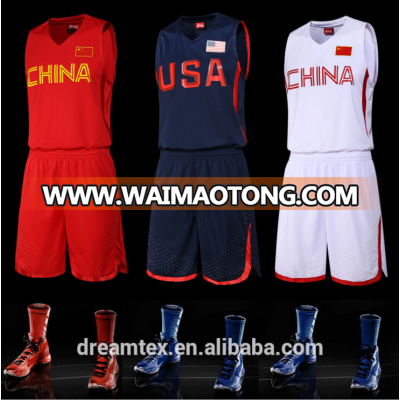 2017 Breathable Quick-drying Custom Basketball Suit Wholesale basketball uniform