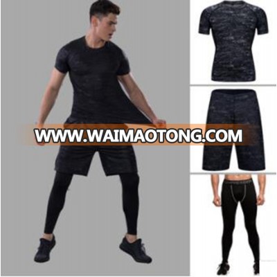 Men fashion casual t shirt sports suit loose fitting quick dry men fitness sportswear